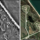 Aerial view of Kennedy Space Center’s shoreline before any launchpads were installed, left (1943) and in modern history (2007). Photos Courtesy John Jaeger.